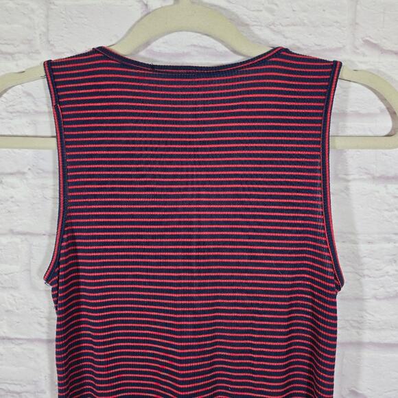 M Caution To The Wind Navy Orange Striped Tank Top Size S Front Tie Nautical - Picture 6 of 8